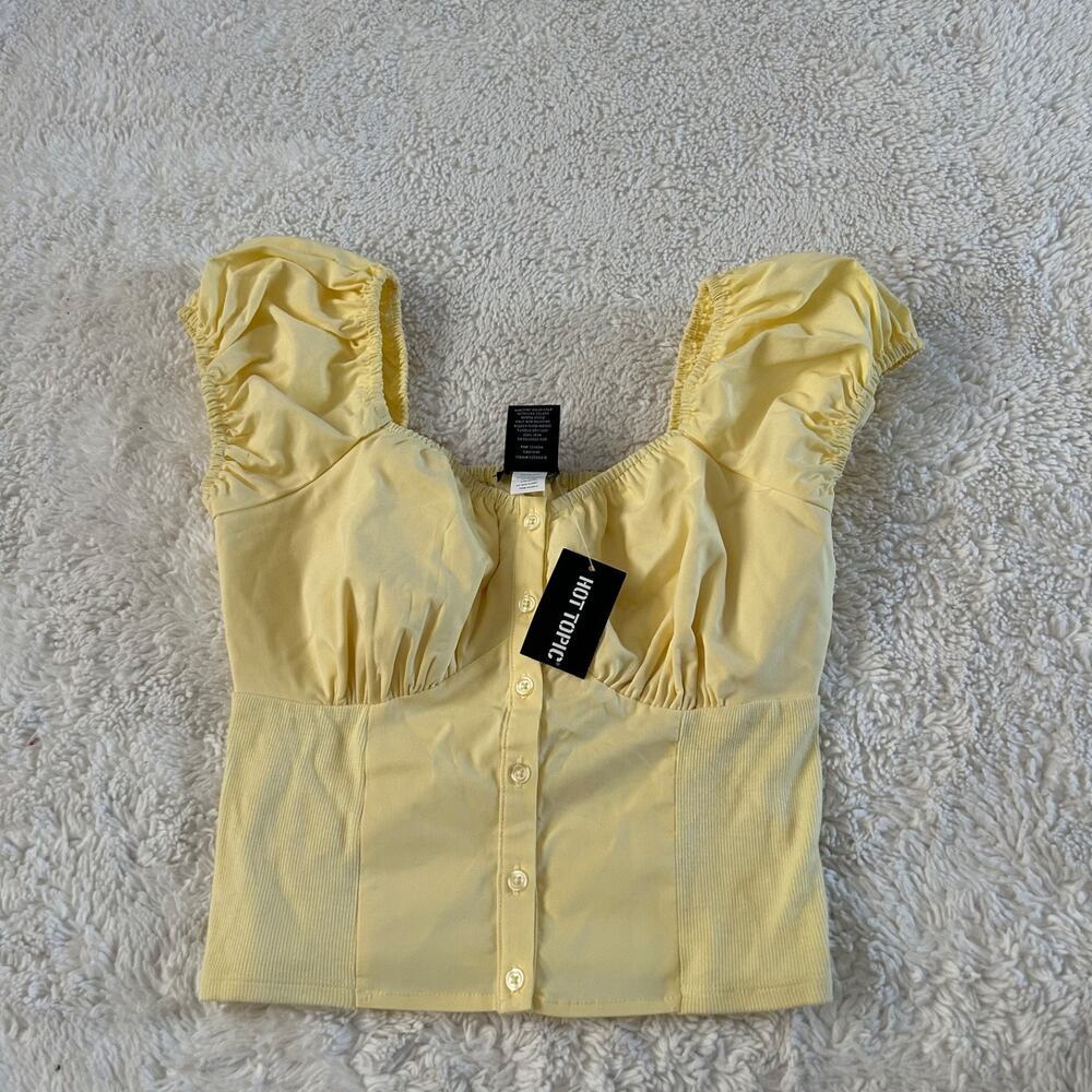 Womens Fairy Grunge Short Puff Sleeve Ruffles Scoop S Babydoll Y2K Summer Casual